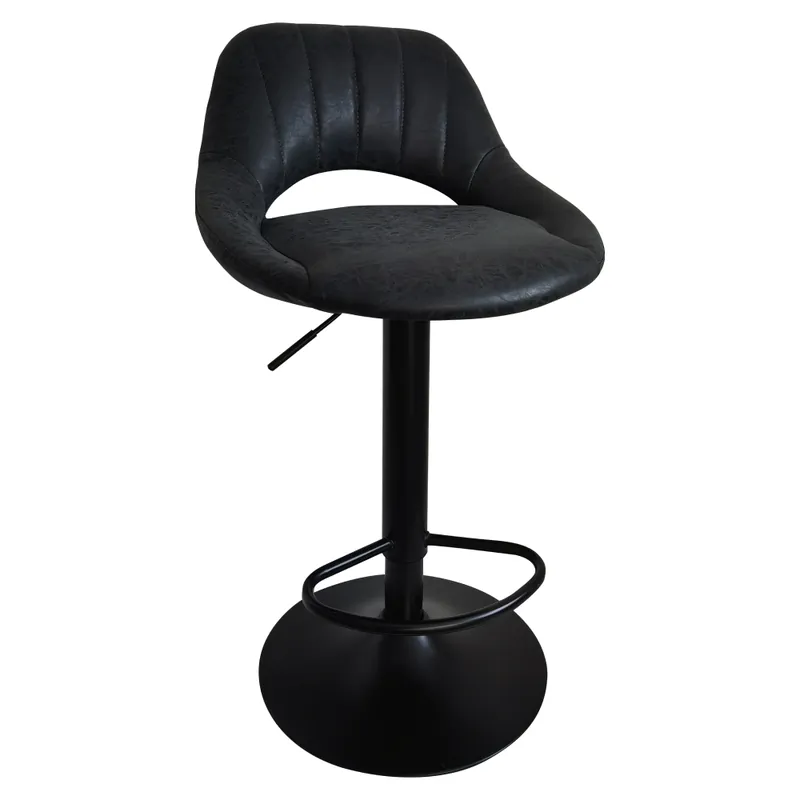 Scaun de bar, material textil negru cu efect de piele întoarsă, LORASA NEW - Produs vedetă