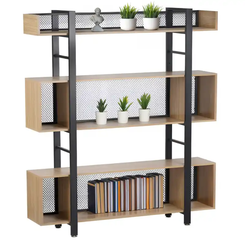 Raft cu 3 poliţe, stejar/negru, KILIS NEW TIP 4 - Bestseller