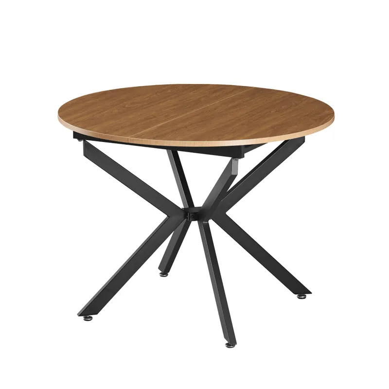 Produs nou lansat | Masă extensibilă de dining, stejar deschis/neagră, 100x100-140x75 cm, ABERO TIP 1