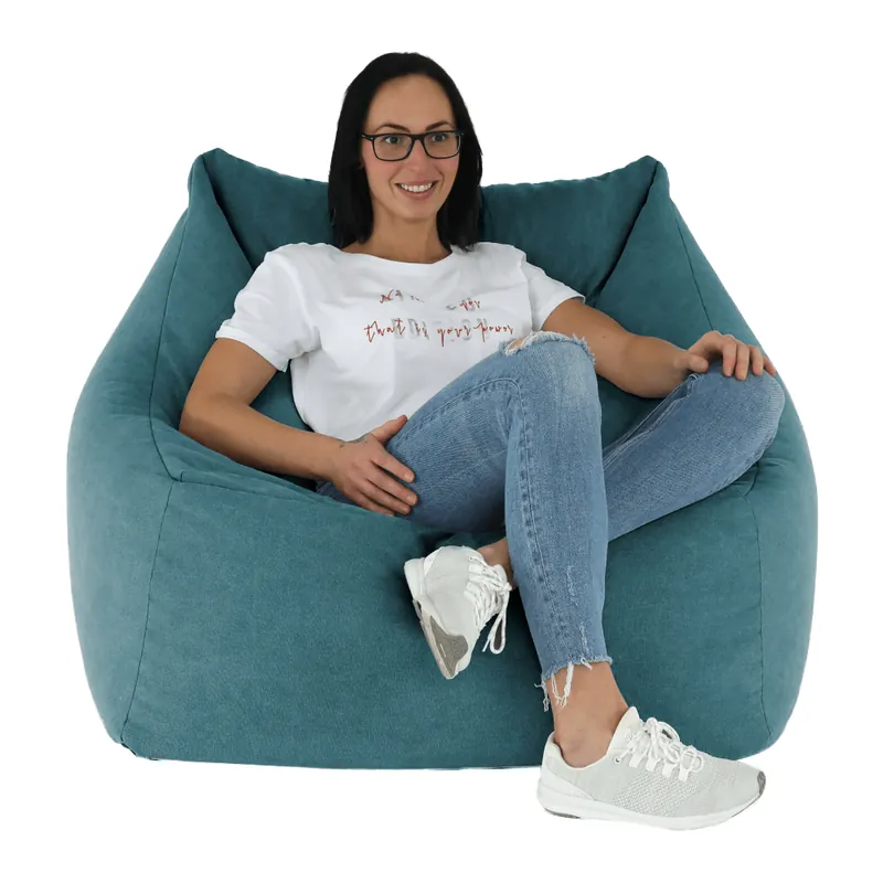 Fotoliu tip sac, material textil verde, URASON - Produs lansat recent