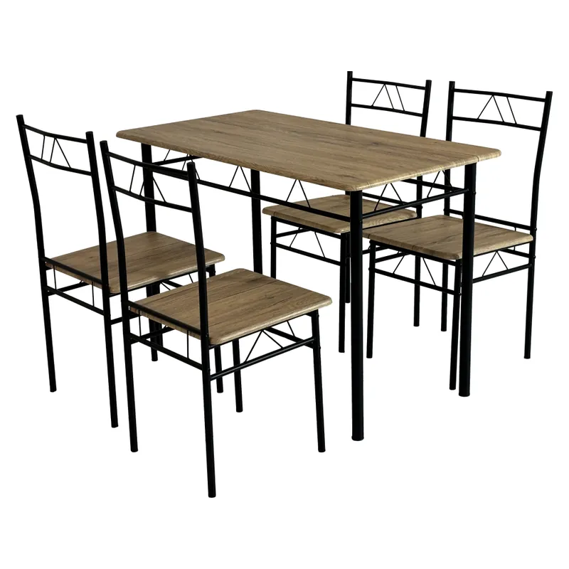 Se încheie curând - Set de sufragerie 1+4, stejar deschis/negru, PAON