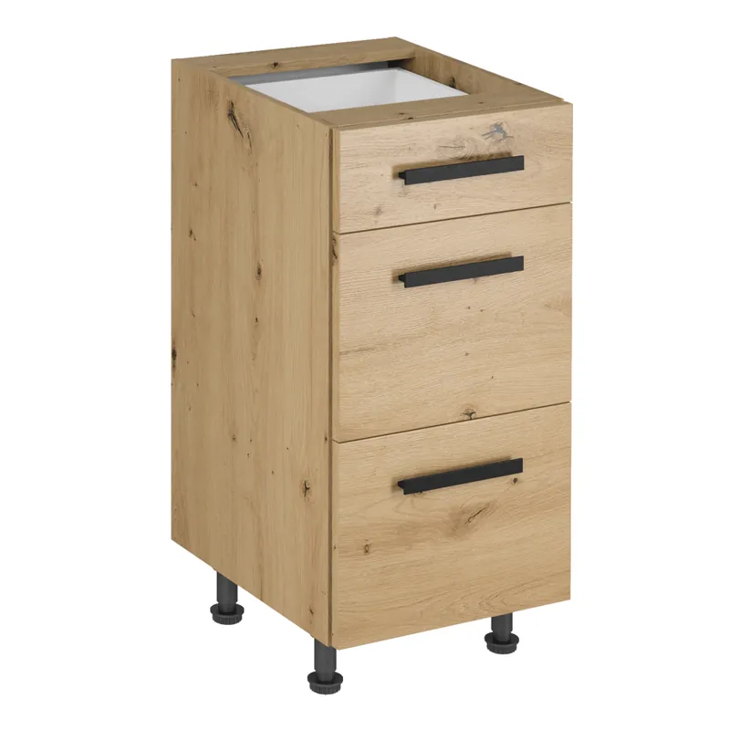 Dulap de jos, stejar artizanal, cu mâner, LANGEN D40S3 U | Preț outlet
