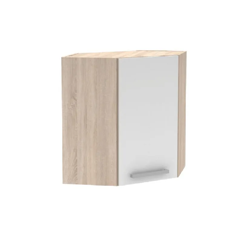 Cabinet superior de colţ, stejar sonoma/alb, universală, NOVA PLUS NOPL-013-OH - Produs vedetă