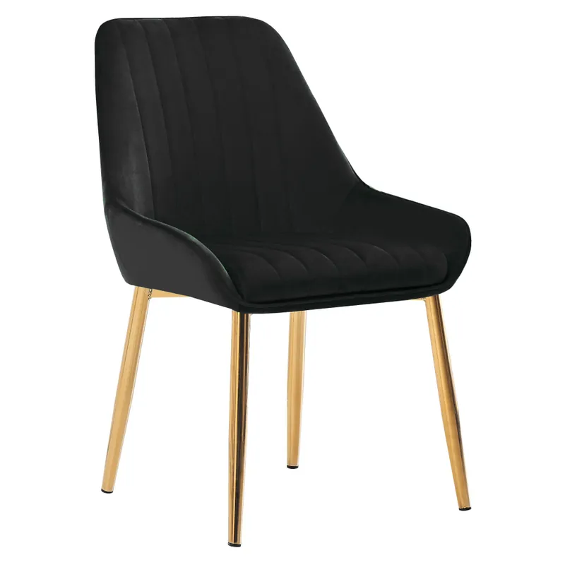 Au mai rămas puține bucăți | Scaun de masă, negru ţesătură Velvet/gold crom-auriu, PERLIA