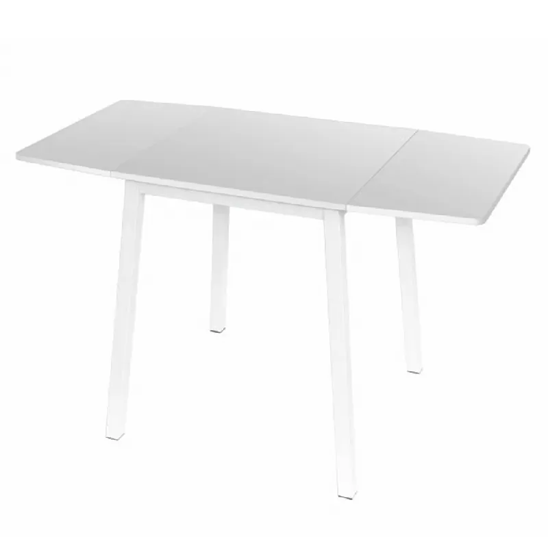 Masă dining, MDF folie/metal, alb, 60-120x60 cm, MAURO - Ofertă specială