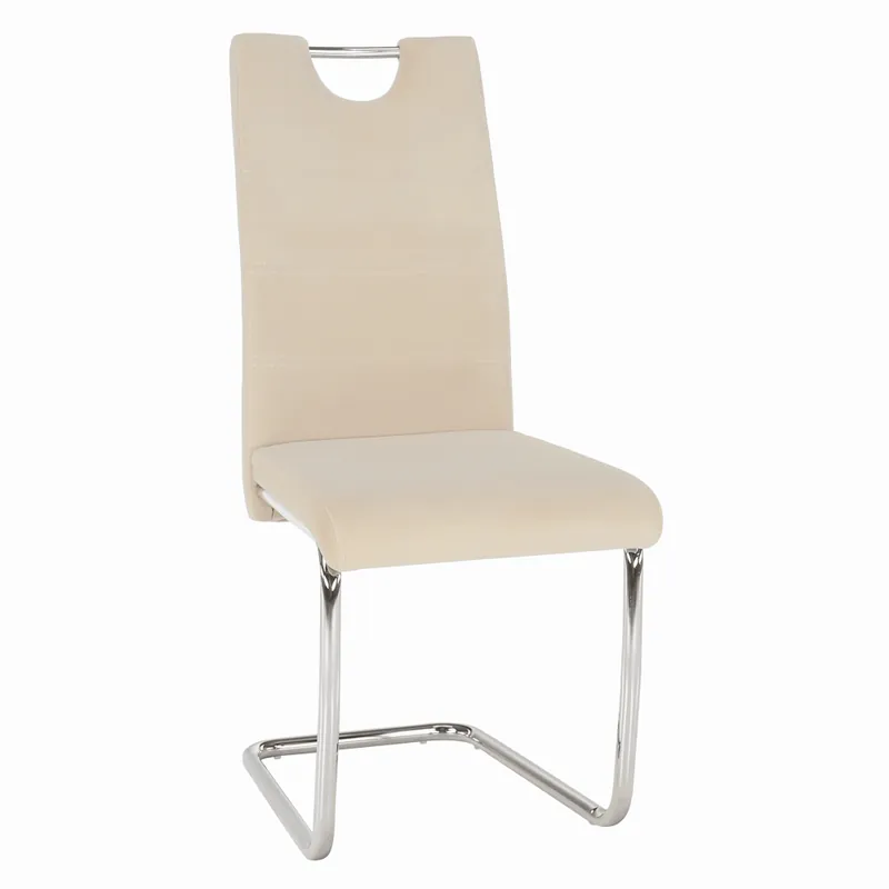 Scaun de masă, ţesătură catifea bej / cusături deschise, ABIRA NEW - Disponibil acum