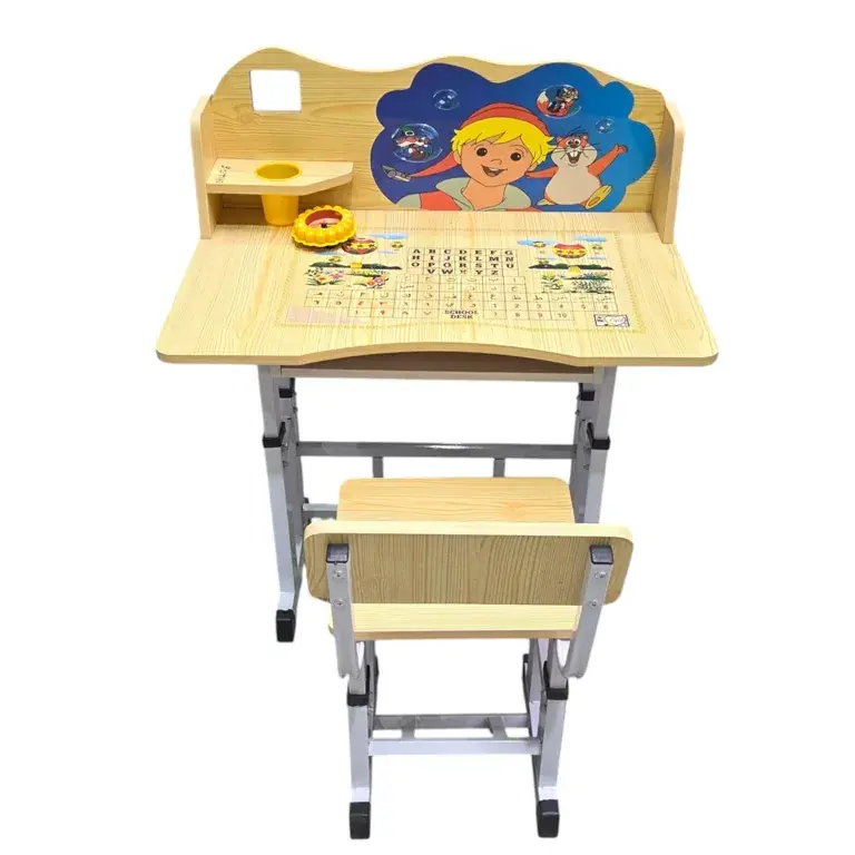 Măsuță Ergonomică cu Scăunel pentru Copii, Birou Reglabil pentru Scris, Desen, Citit și Activități Educative | Reducere mare