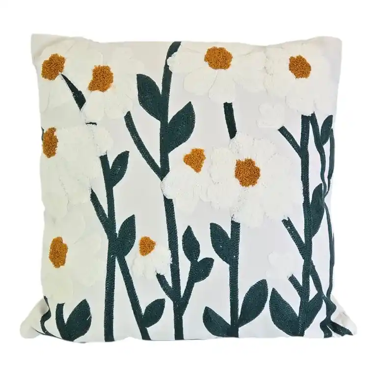 Calitate premium - Față de pernă decorativă cu model floral margarete, husă pentru pernă canapea și dormitor