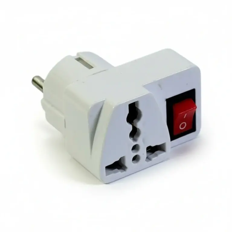 Adaptor priză universal cu întrerupător, adaptor stecher priză EU, priză multiplă compactă cu buton ON OFF, alb | Produs recomandat