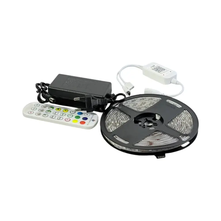 Nu rata oferta - Banda LED RGB 5m 12V cu Telecomanda, Controller si Alimentator Inclus, Iluminat Decorativ Interior