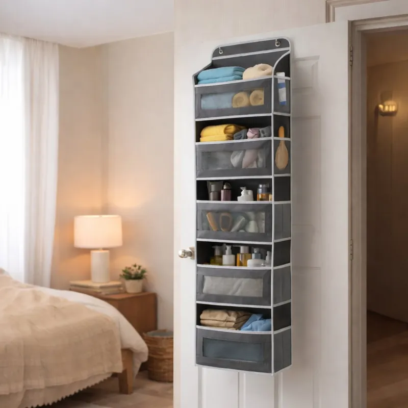 Au mai rămas puține bucăți | Organizator agățat pe ușă - raft pentru dulap cu 5 rafturi 142 x 40 x 17 cm