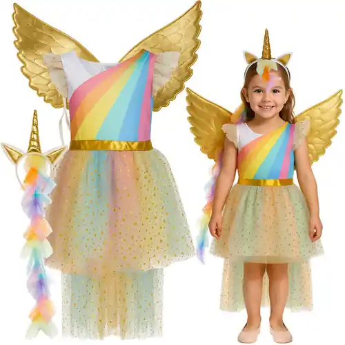 Costum unicorn pentru copii - rochie, bentiță și aripi - Preț bun