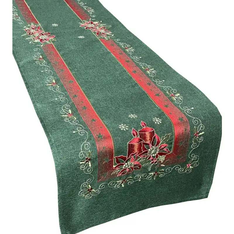 Super preț - Traversa pentru masa verde de Crăciun cu broderie