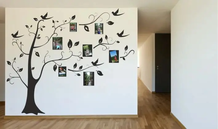 Autocolant de perete pentru interior cu motiv de copac cu rame foto - Gata de expediere