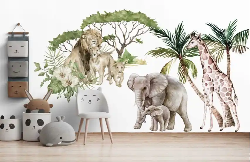 Autocolant de perete safari exotic | Reducere extra