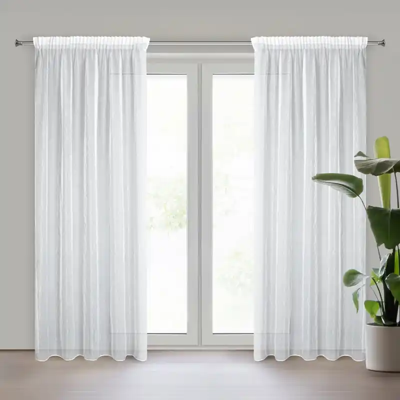 Cortina albă cu dungi lucioase - perdea elegantă cu bandă dungată - Produs adăugat recent