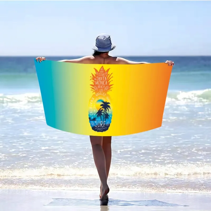 Super ofertă | Prosop de plajă cu uscare rapidă multicolor cu ananas