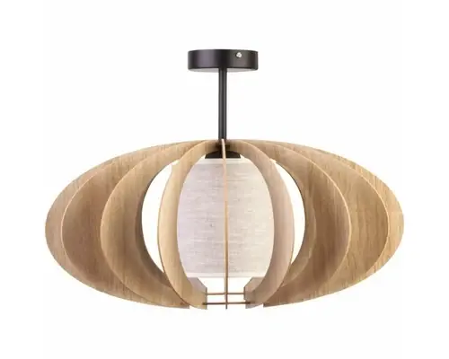Lustra Modern E27 Max. 1x60w, Textil/stejar - Cumpără acum