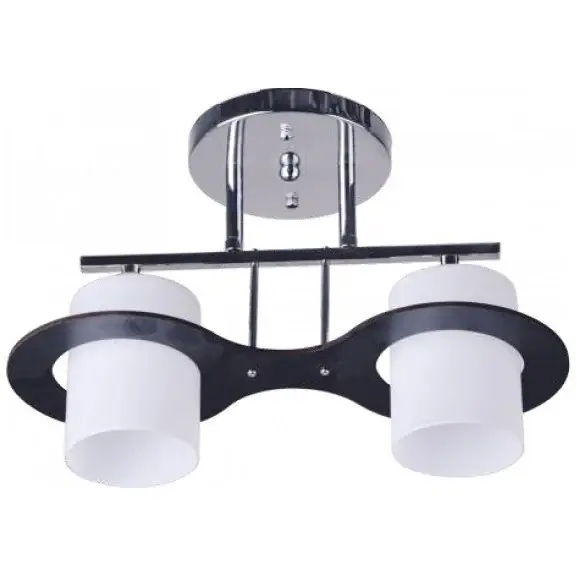 În tendințe | Lustra Olaf metal crom cu negru,abajur sticla alba, 2X60W,dulie E27