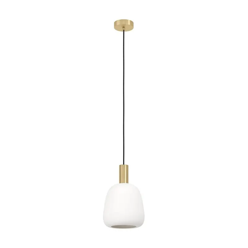 Ofertă excelentă | Lustra pe cablu, Eglo MANZANARES 1xE27/40W/230V, Metal/Sticla, Alb/Auriu