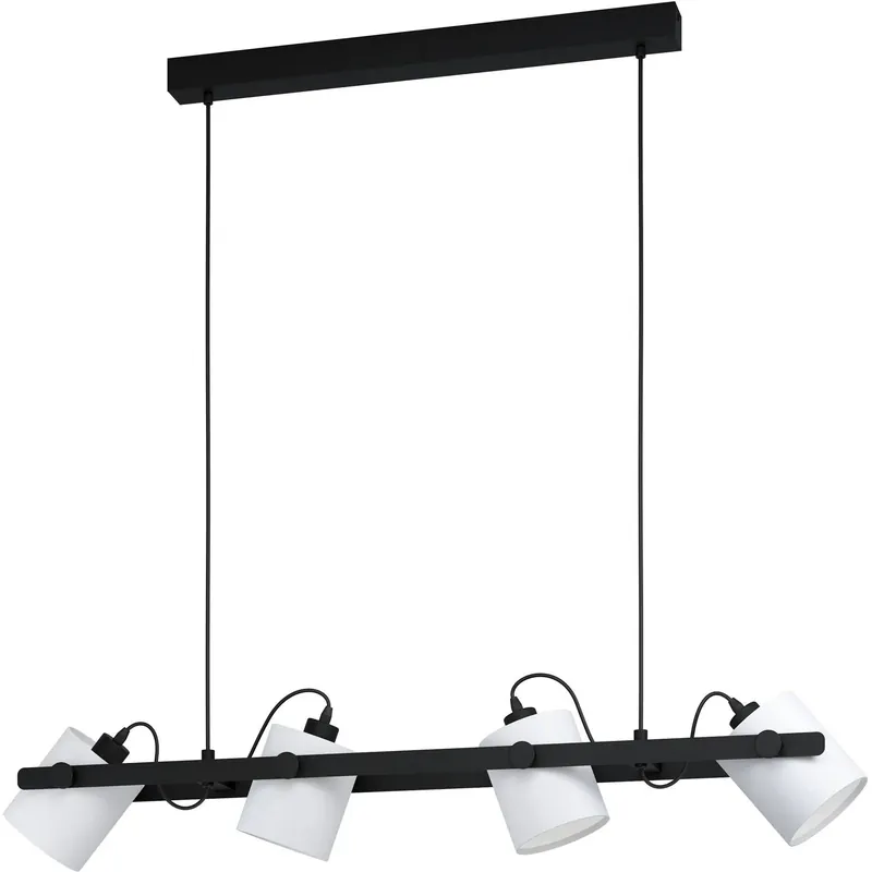 Comandă simplu - Lustra vintage Eglo Hornwood 1 43425, 4xE27, 4x28W, 110 cm, Lemn/Otel, Alb/Negru