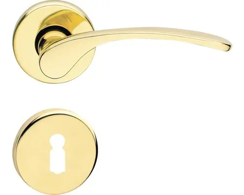 Reducere exclusivă | Manere Cu Rozeta Usa Interior Verofer Vieneta, Pentru Cheie Bb, Auriu Lucios