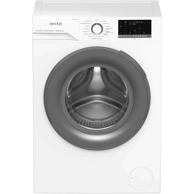 Masina de spalat rufe Arctic APLM2WFSU28211WG, 8 Kg, 1200 RPM, Motor Silent Inverter, Drum Clean+Steam, Child Lock, Anticrease, Digital Display, Add-In, Clasa A, Gray | Produs premium