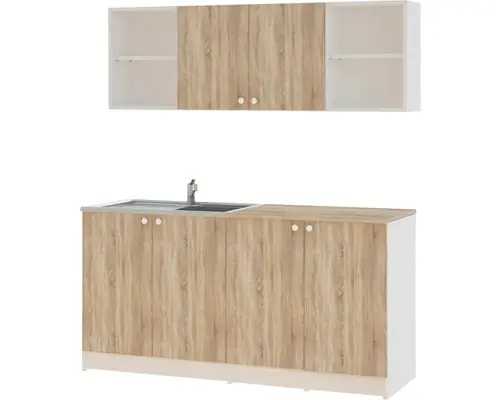 Mobila de Bucatarie, L 160 cm, Alb/Stejar Sonoma | Livrare imediată