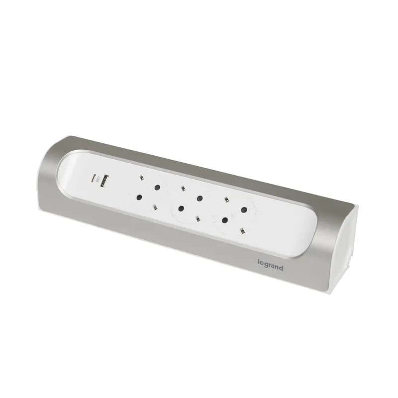 Multipriza unghiulara Legrand, 3 prize, 1x USB, 1x USB-C, 3A-5V-15W, fara cordon, Alb/Aluminiu - Recomandarea clienților
