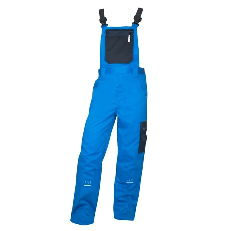 Favoritul clienților - Pantaloni de lucru cu pieptar 4TECH, culoare albastru - negru, marimea 52