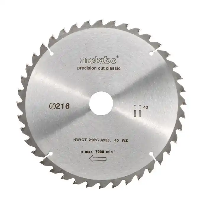 Cumpără online | Panza fierastrau circular METABO, 216x30x2.4 mm, pentru lemn, 40 dinti