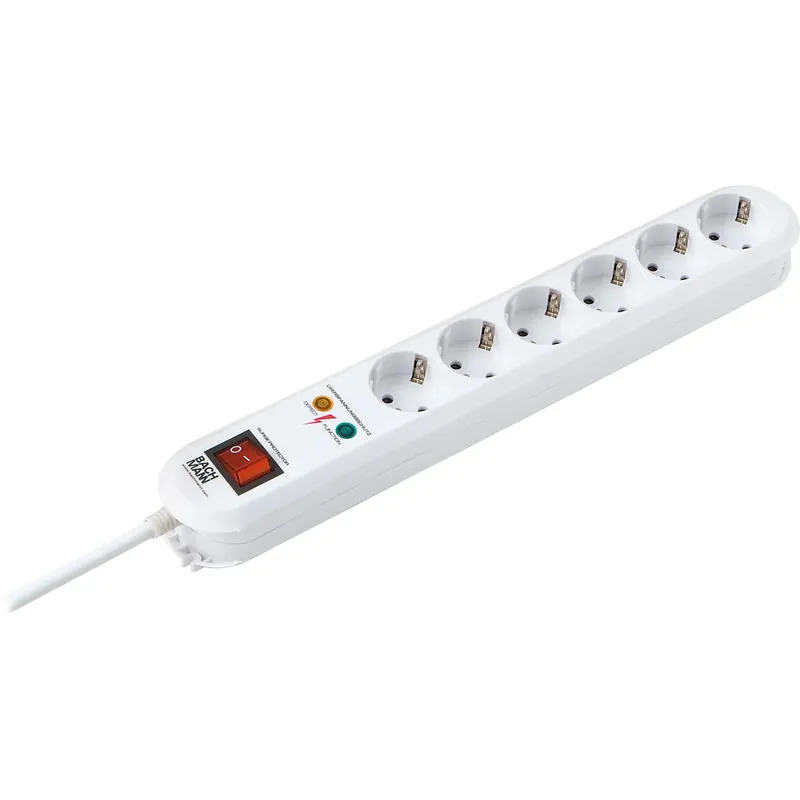 Prelungitor cu protectie la supratensiune Bachmann SMART, 6 prize, protectie copii, intrerupator, 1.5 m | Disponibil