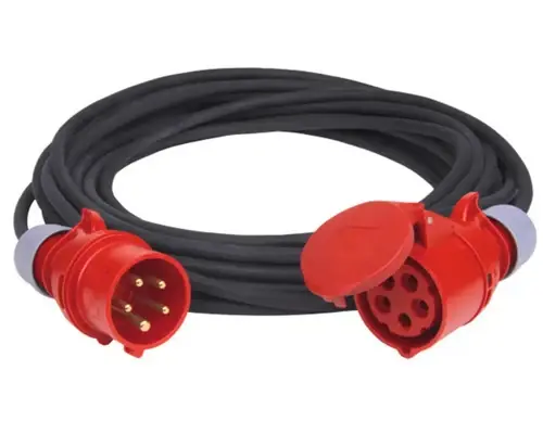 Prelungitor Trifazic De Exterior Pce 20m 32a, 5x4 Mm², Negru, Cablu Cauciuc - Comandă rapid