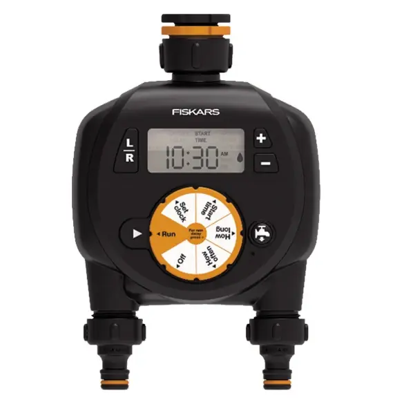 Programator pentru irigare/udare Fiskars 1054792, 2 iesiri,durata irigare 1 - 360 minute,ecran LCD,functioneaza cu baterii | Preț redus