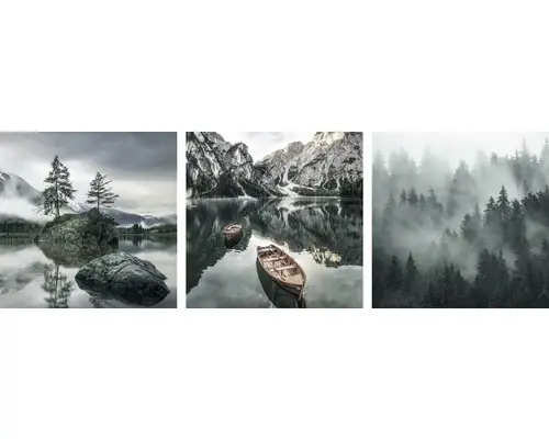 Comandă acum - Set 3 Tablouri Canvas Mountain Lake, 3x 50x50 Cm