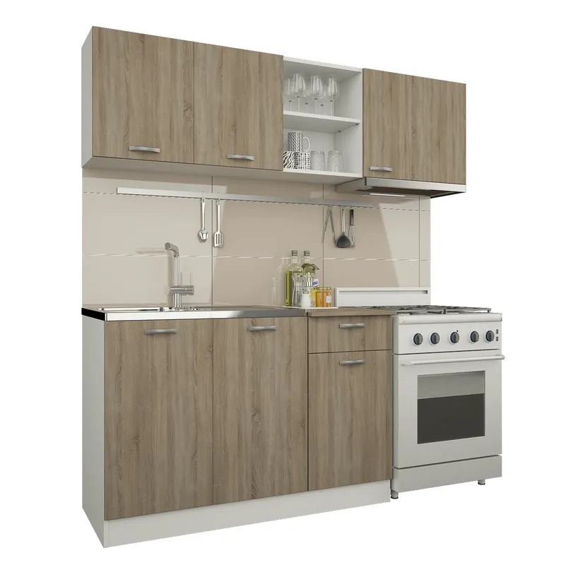 Profită de ofertă - Set Bucatarie haaus Kara, Stejar Sonoma Inchis/Alb, L 180 cm