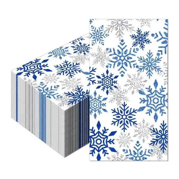 20 bucăți Servetele din hârtie 40 x 33 cm Servetele de Crăciun Fulgi de zăpadă albastre și argintii Motiv de iarnă Servetele decorative elegante pentru masă - În tendințe