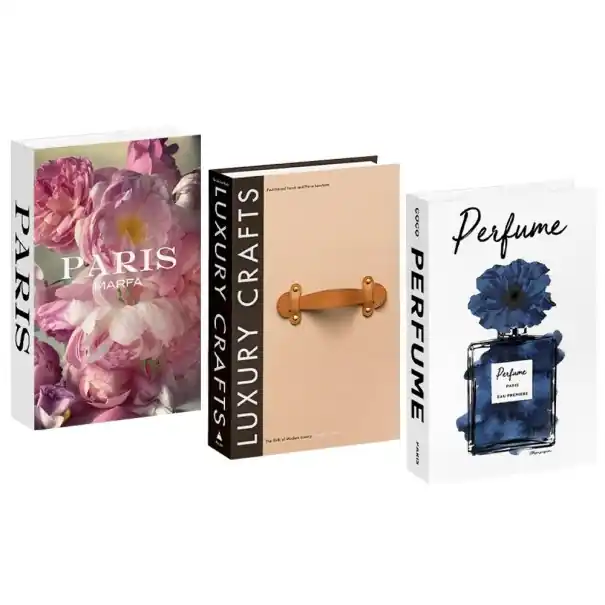 3 buc. Cărți decorative false Paris Marfa Luxury Crafts Perfume imitație de cărți neîntreținute decor alb bej pentru interior | Cumpără acum