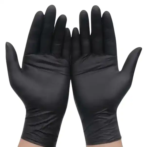 50 de bucăți mănuși de nitril negre de unică folosință, întărite, rezistente la apă, mărimea XL 11 cm, mănuși de protecție pentru curățenie, coafură, tatuaje | Se epuizează rapid