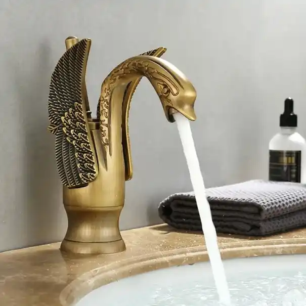 Baterie de chiuvetă cu design de lebădă, monocomandă, înălțime 18,5 cm, lățime 14 cm, robinet de băcănie pentru chiuvetă | Comandă online