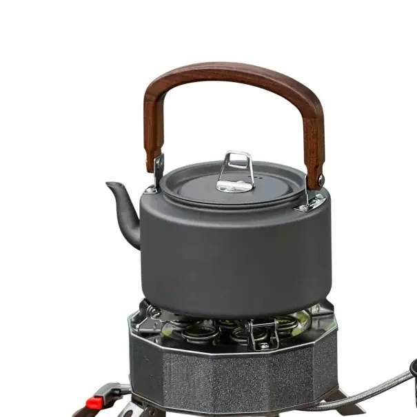 Căldare de camping pentru ceai și apă 100 x 145 mm Mânere din lemn Aliaj de aluminiu Vase de exterior portabile Pentru camping și turism | Comandă cu încredere