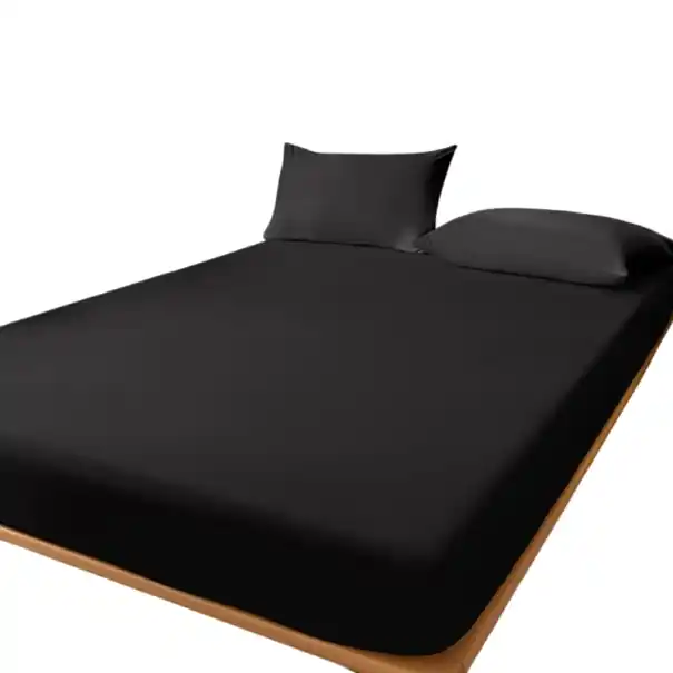 Cearceaf elastic 153x203cm Cearceaf de pat elastic negru mat Moale Moale la atingere Somn confortabil Usor de intretinut - Lansare recentă