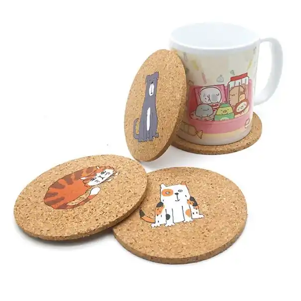 Coasters de plută cu pisică și câine 2 buc | Calitate profesională