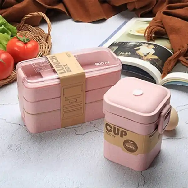 Calitate premium | Cutie pentru alimente Bento cu tacâmuri 2 buc