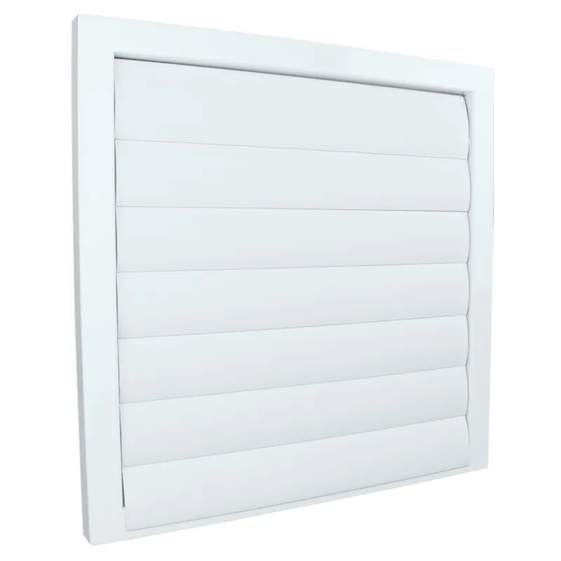 Calitate superioară - Grila de ventilație metalică cu jaluzele gravitaționale fără flanșă 400x400 mm, albă