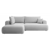 Selecție de top - Coltar extensibil catifea gri deschis cu lada depozitare Nubio