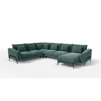 Preț de fabrică - Coltar in forma de U tapitat cu Chenille Verde Sajma 11 L378x293cm Aspen