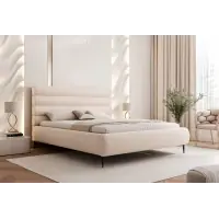 Preț promoțional - Pat 180 x 200 tapitat cu Textil Runo Crem Kora