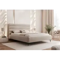 Pat 120 x 200 tapitat cu Catifea Riviera Bej Kora | Recomandare