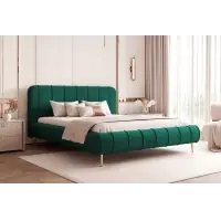 Pat 120 x 200 tapitat cu Catifea Dream velvet Verde smarald Linea | Doar azi